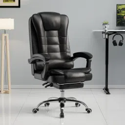 Urbane Chair with Leg Rest Leatherette Office Adjustable Arm Chair-24