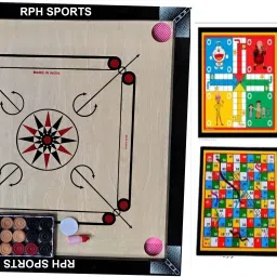 26X26 INCH MEDIUM SIZE CARROM WITH LUDO &SNAKE COIN 5 cm Carrom Board-12