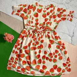 Bella Moda Girls Floral Printed Puff Sleeve Cotton Fit & Flare Dress-picture-25