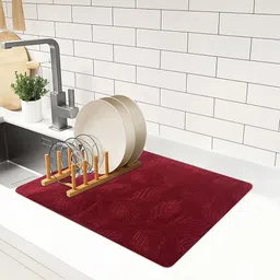 Kuber Industries Maroon Non Slip Dish Drying Mats-image-66