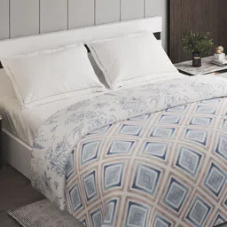 Home Centre Oxford Seafoam Blue & White Geometric Printed 120 GSM Double Bed Comforter-1