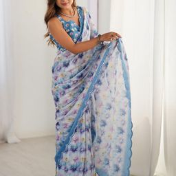 all about you Floral Mirror Work Silk Blend Saree-image-70
