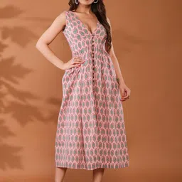 Ragavi Ethnic Motifs Print A-Line Midi Dress-picture-4