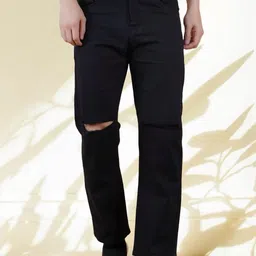 SZN Men Classic Regular Fit Mid-Rise Slash Knee Stretchable Jeans-image-93