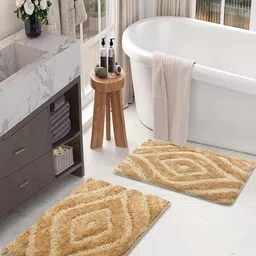 LUXEHOME INTERNATIONAL Yellow 2 Pieces Textured Anti Skid Bath Rugs-image-96
