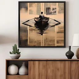 999Store Brown & Grey Abstract Canvas Wall Art-7