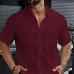MARMIC FAB Men Comfort Spread Collar Textured Casual Shirt-picture-21