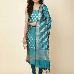 Meena Bazaar Art Silk Unstitched Dress Material-image-86