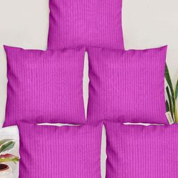 Blue Grass Purple Set Of 5 Striped Silk Square Cushion Covers-image-41
