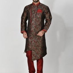 RANAK Men Floral Embroidered Regular Thread Work Kurta with Pyjamas-picture-39