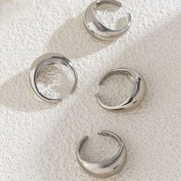 Jewels Galaxy Set Of 4 Silver Plated Midi Adjustable Finger Rings-image-71