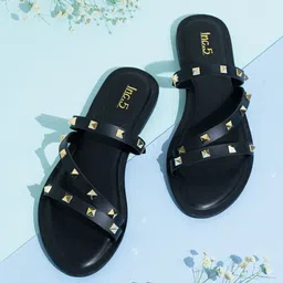 Inc 5 Women Striped Open Toe Flats-picture-4