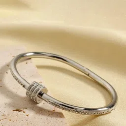 MEENAZ Women American Diamond Antique Silver-Plated Bangle-Style Bracelet-picture-19
