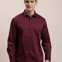 Turtle Spread Collar Long Sleeves Pure Cotton Classic Slim Fit Formal Shirt-image-18