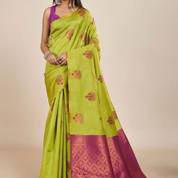 SHANVIKA Women Woven Design Zari Silk Saree-image-100