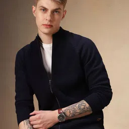 Dennis Lingo Men Mock Collar Front-Open Sweatshirt-picture-4