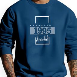 AUSK Men Teal Full Sleeve Round Neck Printed Regular Pullover Sweatshirt-picture-0