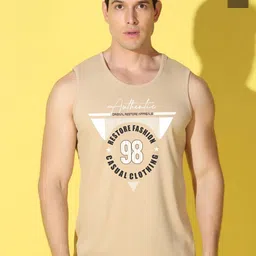 WOOSTRO Pack Of 2 Printed Knitted Gym Vest - VWS26(98 RUST)(BKLN OLIVE)-56