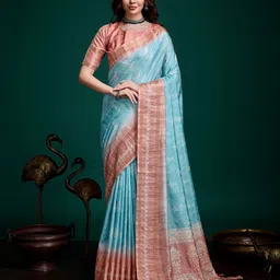 Ethnielle Ethnic Motifs Printed Sequinned Saree-picture-20