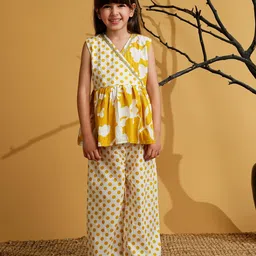 Aj DEZInES Girls Polka Dots Printed Sleeveless Pure Cotton Top With Palazzos-image-53