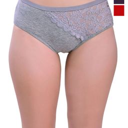 Valles365 by S.C. Pack Of 3Lace Mid-Rise Hipster Briefs PNTPSDCRREDPURGRY-S-image-58