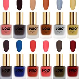 VOLO Set Of 12 Velvet Matte Nail Polish - 8 ml Each Shade- Dark Wine - Coral - Tomato Red-image-87