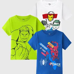 Marvel by Miss and Chief Boys 3 Avengers Printed Applique T-shirt-image-91