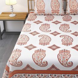 Myntra Elegant Homes Gold-Toned 210 TC Cotton 210 TC King Bedsheet Set -2.54 m X 2.7432 m-image-95