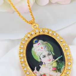 missmister Gold plated CZ studded OM pendant chain necklace-picture-28