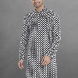 DIVISIVE Men Geometric Embroidered Thread Work Kurta-picture-55
