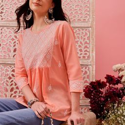 ADA Ethnic Motifs Embroidered Chikankari Chikankari Kurti-45