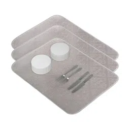 Aura 3-Pcs Grey Embossed Design Floor Mats & Dhurries-33