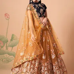 DIVASTRI Embroidered Mirror Work Semi-Stitched Lehenga & Unstitched Blouse With Dupatta-picture-24
