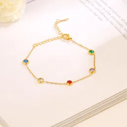 Yellow Chimes Women Gold-Plated Artificial Stones Studded Wraparound Bracelet-55