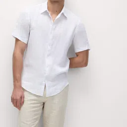 Marks & Spencer Men Striped Linen Chino Shorts-image-99