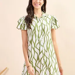 Kiarabel Retail Tropical Print Flutter Sleeve Shirt Mini Dress-picture-11