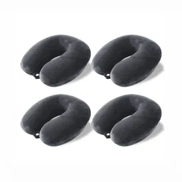 Aura Grey Set of 4 Memory Foam Filled Cotton Travel Pillow-11