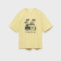 Mango Kids Boys Tropical Printed Drop-Shoulder Sleeves Tropical Pure Cotton T-shirt-image-41