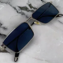 Arzonai Unisex Black Lens & Silver-Toned Rectangle Sunglasses with UV Protected Lens-picture-25
