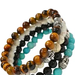 Divine souvenirs Unisex Set Of 4 Artificial Beaded Elasticated Bracelets-67