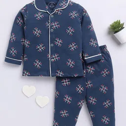 Clt.s Kids Printed Lapel Collar Pure Cotton Night Suit-image-72