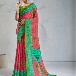 HERE&NOW Red Pure Georgette Printed Sarees-picture-27