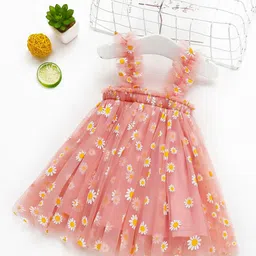 PYOS Floral Print Net Fit & Flare Mini Dress-1