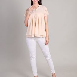 DELIS Women V-Neck Puff Sleeve Georgette Peplum Top-image-92