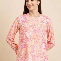 ANJIR Women Abstract Printed Crepe Top-7