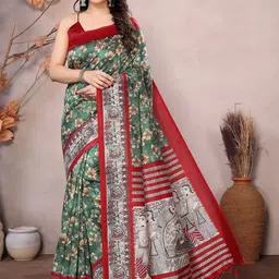 Lookmark Floral Art Silk Bhagalpuri Saree-picture-34