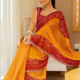 MIRCHI FASHION Bandhani Printed Beads and Stones Pure Georgette Bandhani Saree-picture-50
