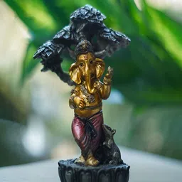 Craftlayout Statue Gold-Toned & Black Lord Ganesh Sitting On Tree Religious Idol Showpiece-image-70