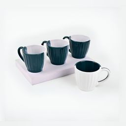 Storepedia White & Green Handcrafted Solid Ceramic Matte Cups Set of Cups and Mugs-11