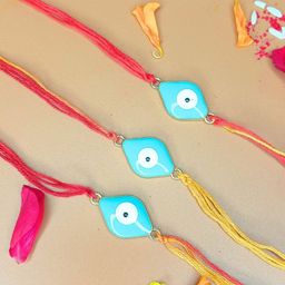 Anouk Set Of 3 Evil Eye Rakhi with Fun Card Roli & Chawal-29